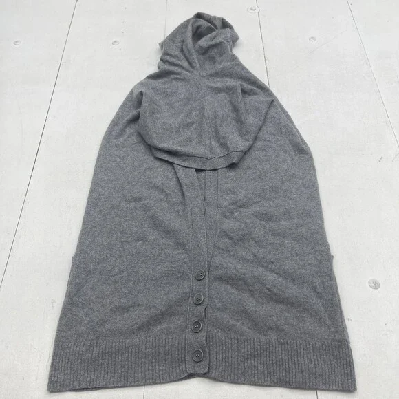 Magaschoni Grey Cashmere Hooded Cardigan Poncho Sweater Women’s Size Large New